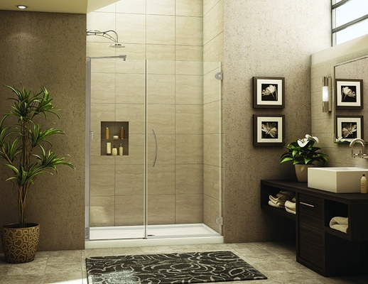 Modern Aluminum Frameless Pivot Shower Door Double Glass