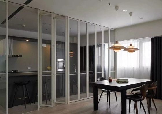 Balcony Thermal Break Glass Partition Walls Stacking Aluminum Bifold Door