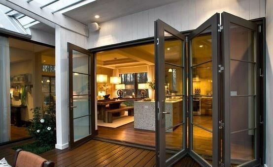 Balcony Thermal Break Glass Partition Walls Stacking Aluminum Bifold Door