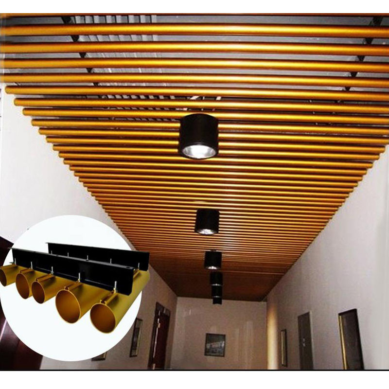 Building Decorative Suspended Linear Metal Ceiling Aluminum Round Tube With Metal Mesh Perforated