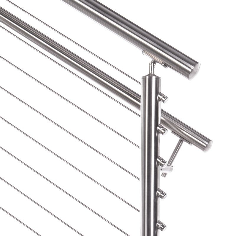 90 - 120mm Height Aluminium Glass Stair Balustrade Wire Cable Railing