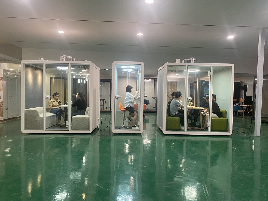 Customized Outdoor Pods With Glass Partition Walls For Phone Calls