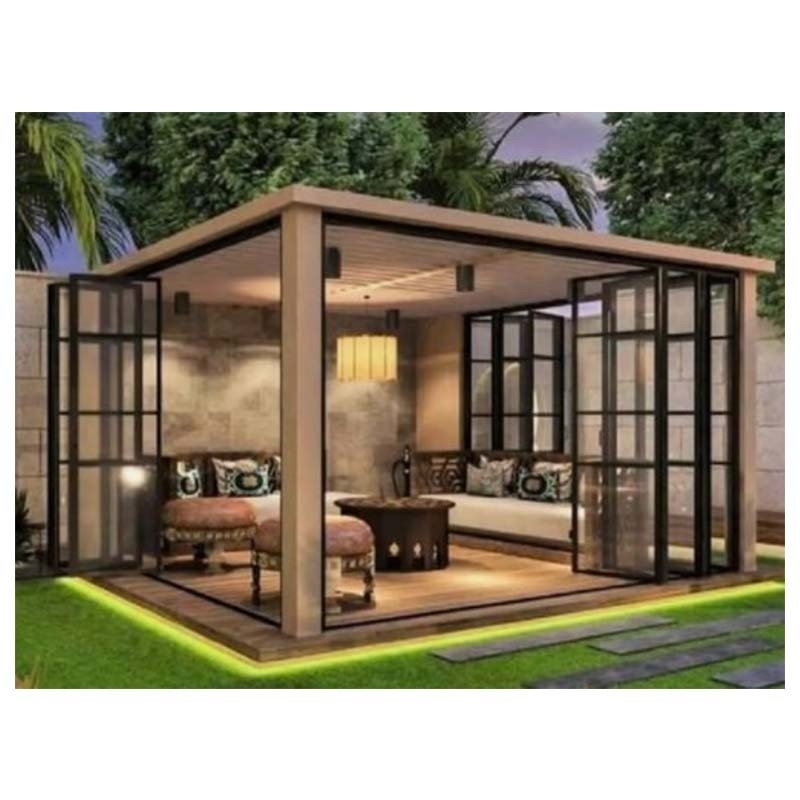 Four Season Solarium Glass Sunrooms within Sliding Double Door for Customized Size