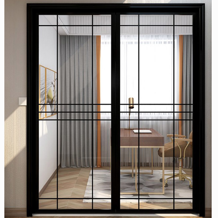 Narrow Frame Insulating Glass Partition Walls Push Pull Sliding Door Partition