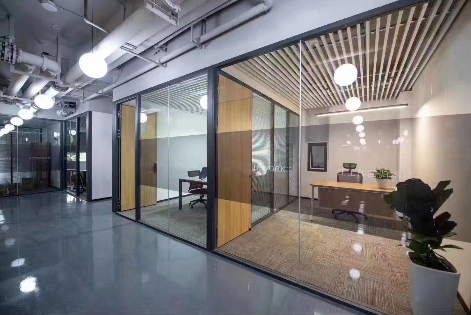 Demountable Frameless Double Glass Partition Walls Sound Insulation