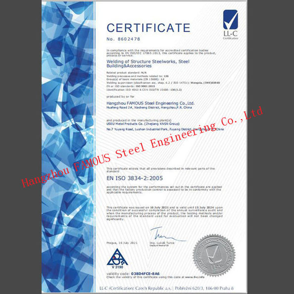 China Hangzhou FASEC Buildings Co.,Ltd. certification